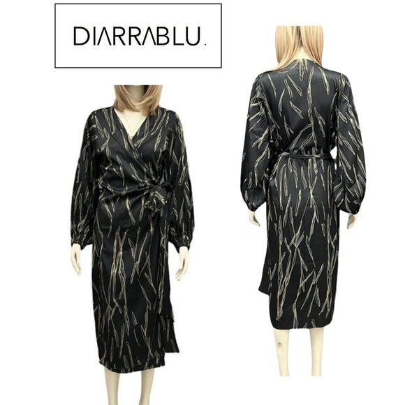 NWOT DIARRABLU Scribble Printed V Neck Wrap Dress | Sz Small - Picture 1 of 11